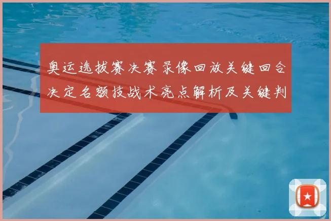 奥运选拔赛决赛录像回放关键回合决定名额技战术亮点解析及关键判罚复盘